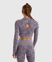 Load image into Gallery viewer, 3 pcs camo seamless women Yoga clothes set | sport leggings and top set