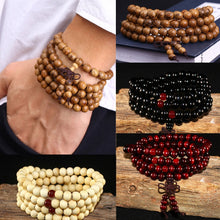 Load image into Gallery viewer, Multicouche 108 perles de bois Lotus OM Bracelet