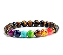 Load image into Gallery viewer, Trendy 7 Chakra Round Beaded Natural Stone Bracelet