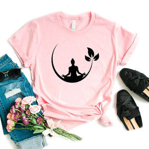 Buddha Yoga Lotus Print Women Cotton Casual Funny t shirt