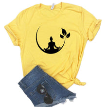 Load image into Gallery viewer, Buddha Yoga Lotus Print Women Cotton Casual Funny t shirt
