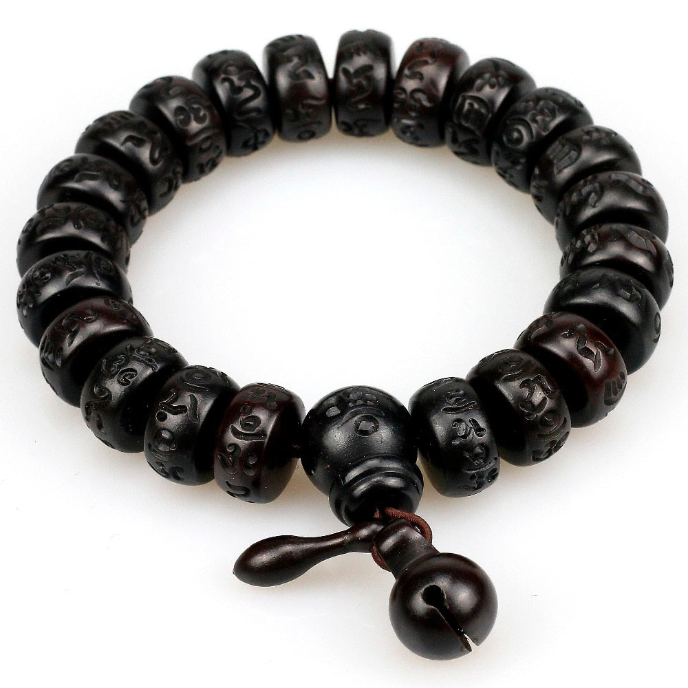 Natural Wood Tibetan Buddhist Bracelet | Lightning Stroke Jujube Beads Yoga Jewelry