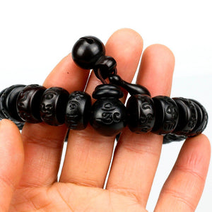 Natural Wood Tibetan Buddhist Bracelet | Lightning Stroke Jujube Beads Yoga Jewelry