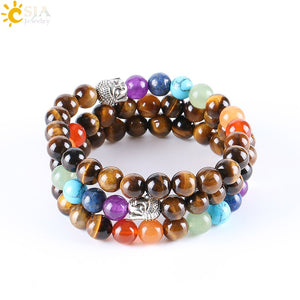 8mm Natural Round Stone Tiger Eye Beads Buddha Bracelets for  Meditations