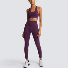 Load image into Gallery viewer, Seamless Yoga Set Nylon Woman Sportswear 2 Piece Exercise Leggings &amp; Padded Sports Bras
