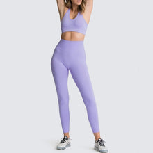 Load image into Gallery viewer, Seamless Yoga Set Nylon Woman Sportswear 2 Piece Exercise Leggings &amp; Padded Sports Bras
