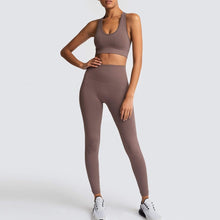 Load image into Gallery viewer, Seamless Yoga Set Nylon Woman Sportswear 2 Piece Exercise Leggings &amp; Padded Sports Bras
