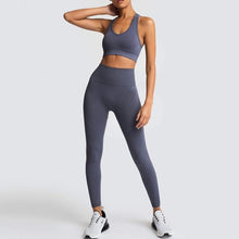 Load image into Gallery viewer, Seamless Yoga Set Nylon Woman Sportswear 2 Piece Exercise Leggings &amp; Padded Sports Bras
