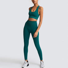 Load image into Gallery viewer, Seamless Yoga Set Nylon Woman Sportswear 2 Piece Exercise Leggings &amp; Padded Sports Bras
