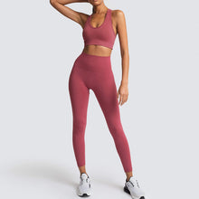 Load image into Gallery viewer, Seamless Yoga Set Nylon Woman Sportswear 2 Piece Exercise Leggings &amp; Padded Sports Bras
