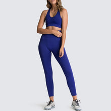 Load image into Gallery viewer, Seamless Yoga Set Nylon Woman Sportswear 2 Piece Exercise Leggings &amp; Padded Sports Bras
