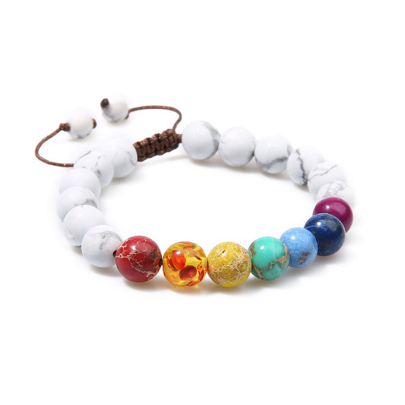 Trendy 7 Chakra Round Beaded Natural Stone Bracelet