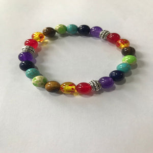 Trendy 7 Chakra Round Beaded Natural Stone Bracelet