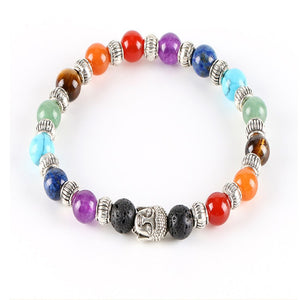 Trendy 7 Chakra Round Beaded Natural Stone Bracelet