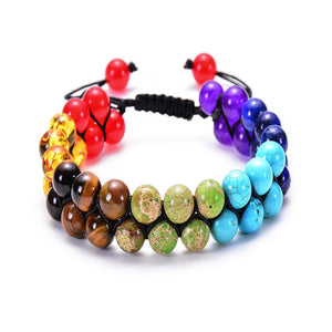 Trendy 7 Chakra Round Beaded Natural Stone Bracelet