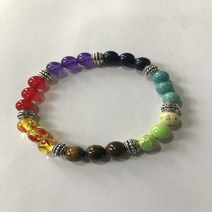 Trendy 7 Chakra Round Beaded Natural Stone Bracelet