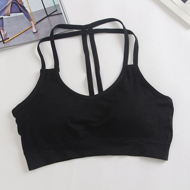 Yoga Push Up Bra - Top Women Bra Cup For A-D Black White Running Sport