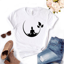 Load image into Gallery viewer, Buddha Yoga Lotus Print Women Cotton Casual Funny t shirt
