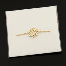 Load image into Gallery viewer, Stainless Steel Gold Charm Healing Lucky Lotus Flower Yoga Bracelets
