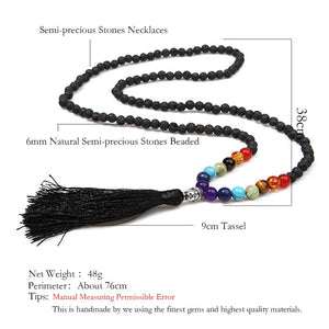 OAIITE 7 Chakra Meditation Prayer Necklace Natural stone Beads Yoga Mala