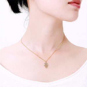 V Attract Stainless Steel Luck Hasma Hand Pendant Necklace